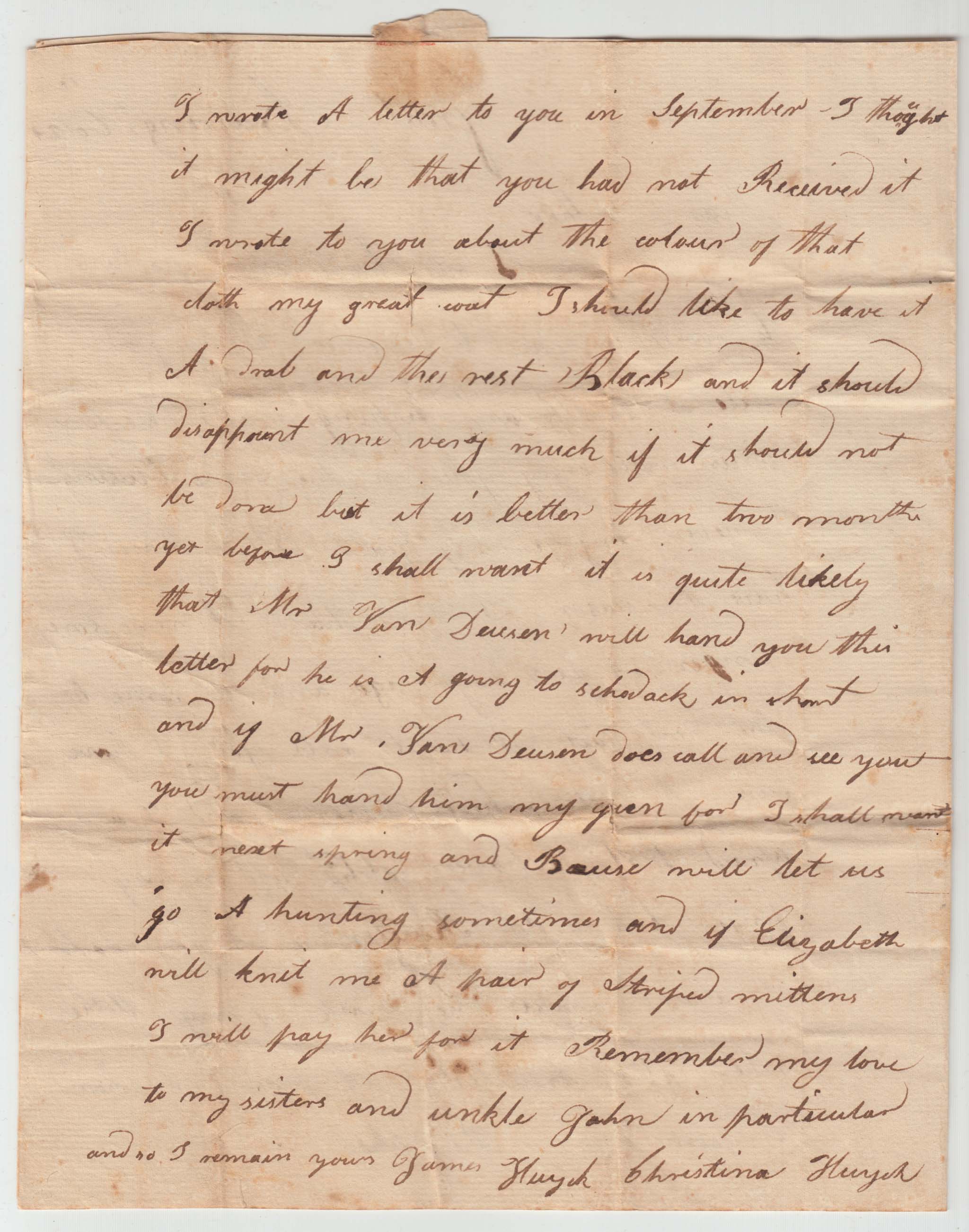BH034, 1810-10-24 Letter, James Huyck Writes His Mother from Gt Barrigton